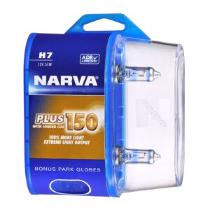 Narva H7 Plus 150 12V 55W H7 halogen globe twin pack with park globes