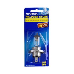 Narva Plus 30 H4 P43t 12V 60/55W quartz halogen globe blister pack