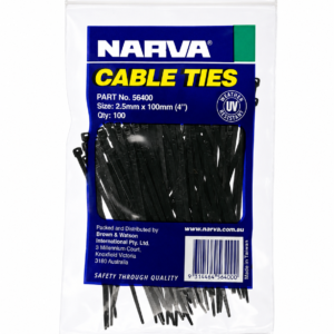 Narva 100mm x 2.5mm black cable tie pack of 100