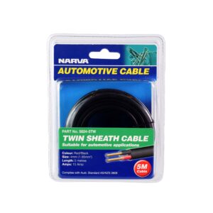 Narva 4mm red black twin sheath cable 5m blister pack for trailer wiring