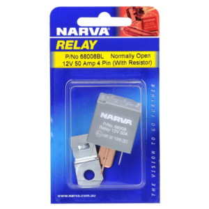 Narva 12V 50A 4 pin relay with resistor blister pack