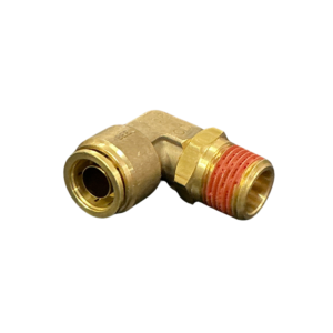 Brass swivel male elbow with 5/8in push-in tube end and 1/2in NPT male thread
