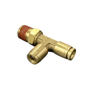 Air brake run tee with 1/4in push-in tube ports and 1/4 NPT male branch