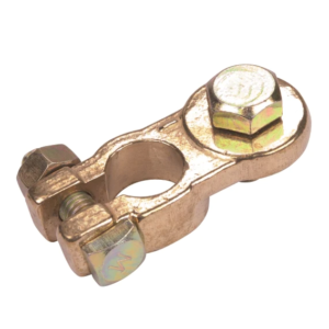 Matson negative heavy duty bolt style battery terminal with solderless 10mm stud connection. Allows the battery cable to be disconnected without removing the terminal from the post. Part number MA142HDN.