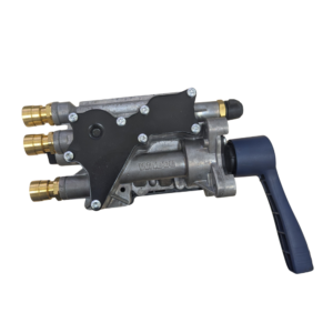 Wabco eTASC raise lower valve 12mm with hand lever and brass air fittings