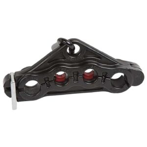 Trail-Link 4 hole cable clamp with black carabiner and red spacers