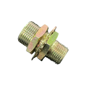 Bulkhead fitting with 3/8" female and 1/2" male threaded connections