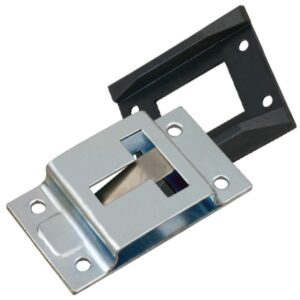 Zinc plated hold back catch with security spring