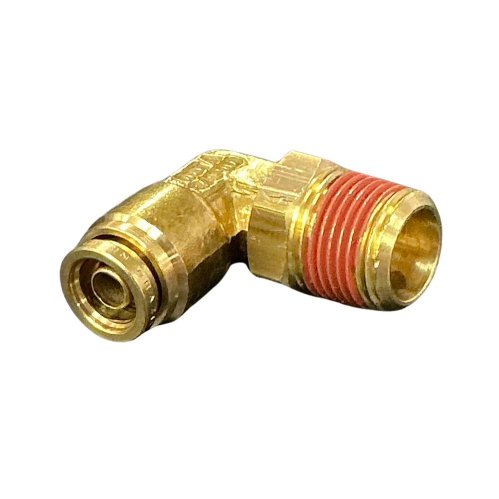 Brass air brake push-in swivel male elbow with 3/8in tube connection and 3/8in NPT male thread