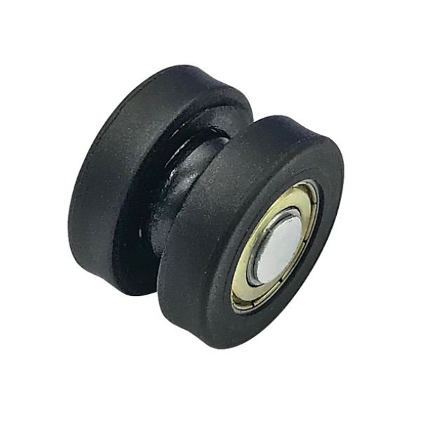 Type B curtain roller 32mm diameter with black grooved body and integrated ball bearing